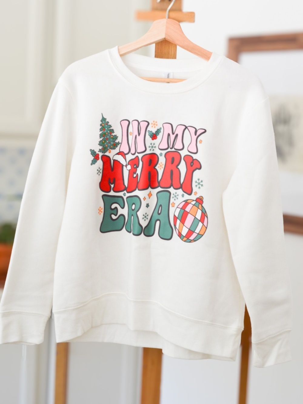In My Merry Era Christmas Sweatshirt White Holiday Graphic Pullover Crewneck